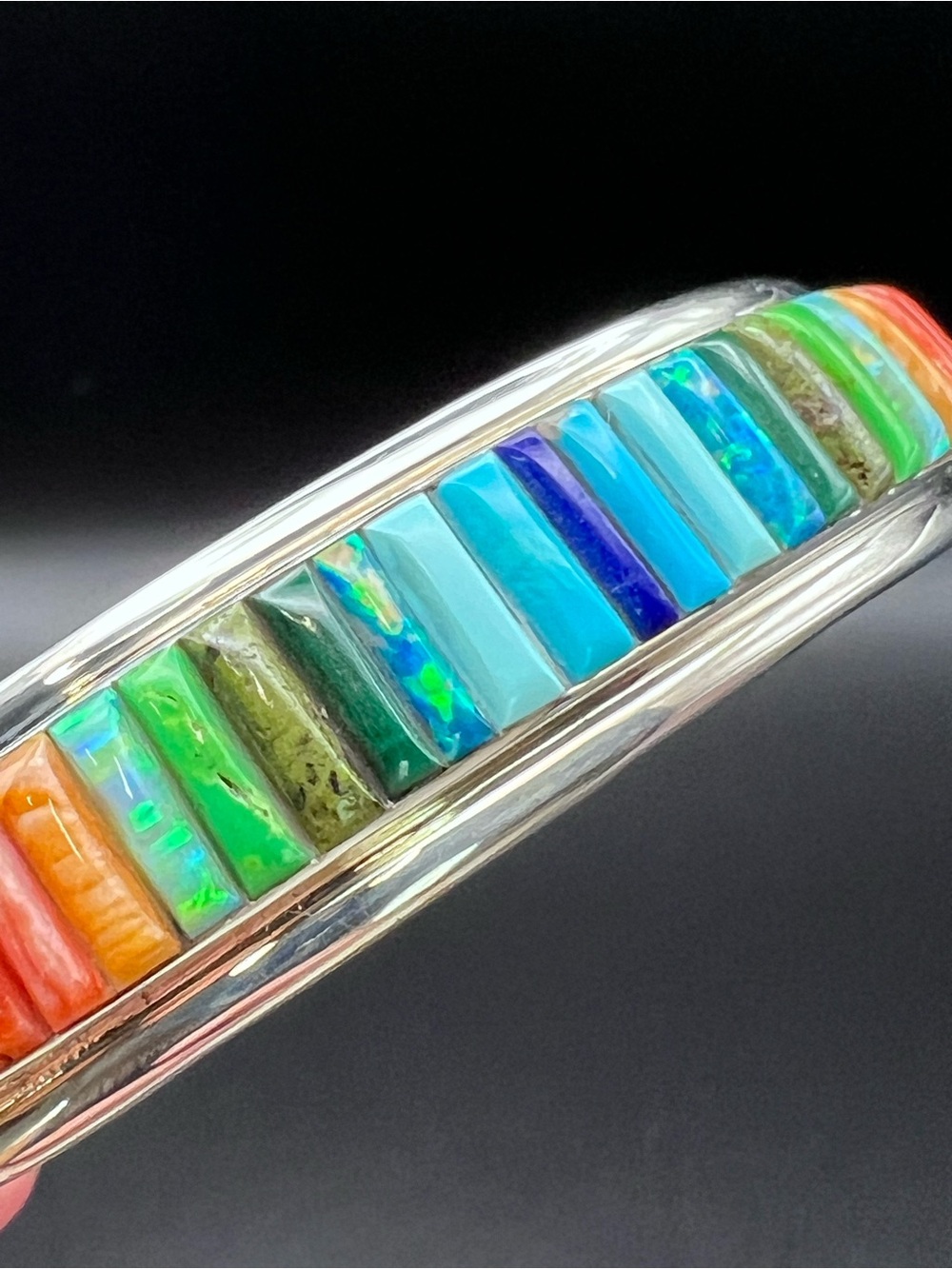 Sterling Silver Opal Inlay Cuff - Picture 6 of 13